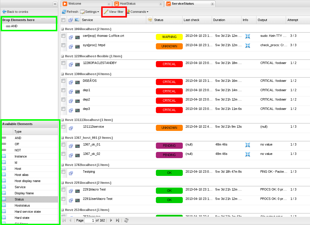 Icinga Web Filtereinschränkung