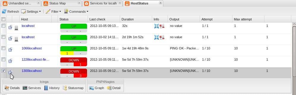 Icinga Web Host-Status