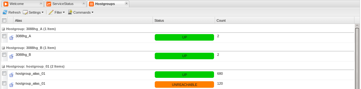 Icinga Web Hostgruppenstatus